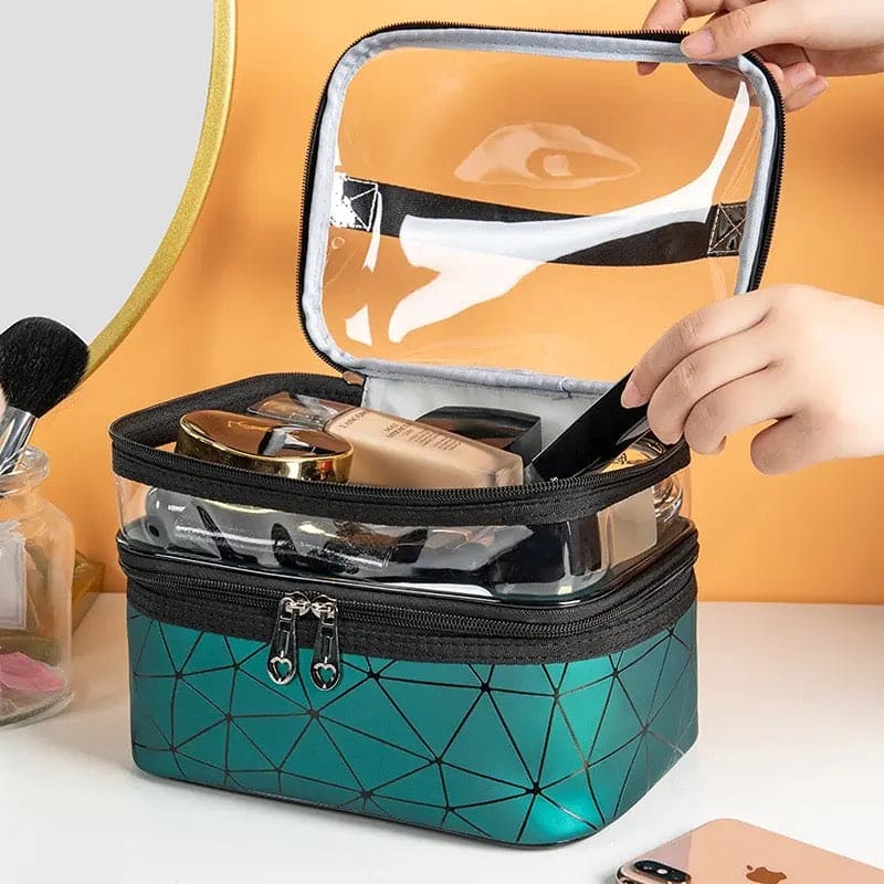 Dual Transparent Cosmetic Bag, Women Make Up Case, Big Capacity Travel Makeup Organizer, Toiletry Beauty Storage, Portable Women Makeup Bag, Travel Carrying Bag, Cosmetic Storage Bag, Dual Zipper Wash Beauty Pouch Dual Transparent Cosmetic Bag, Women Make Up Case, Big Capacity Travel Makeup Organizer, Toiletry Beauty Storage, Portable Women Makeup Bag, Travel Carrying Bag, Cosmetic Storage Bag, Dual Zipper Wash Beauty Pouch
